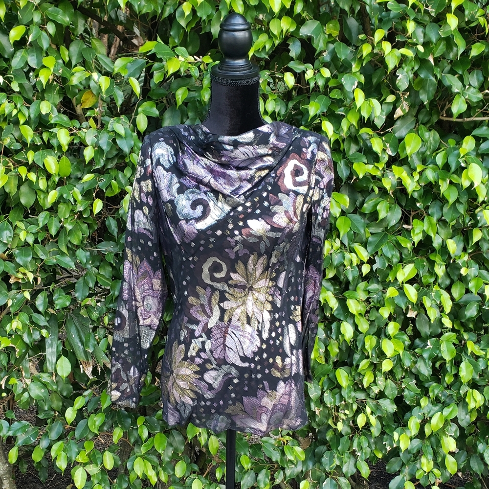 90s Cowl Back Metallic Top